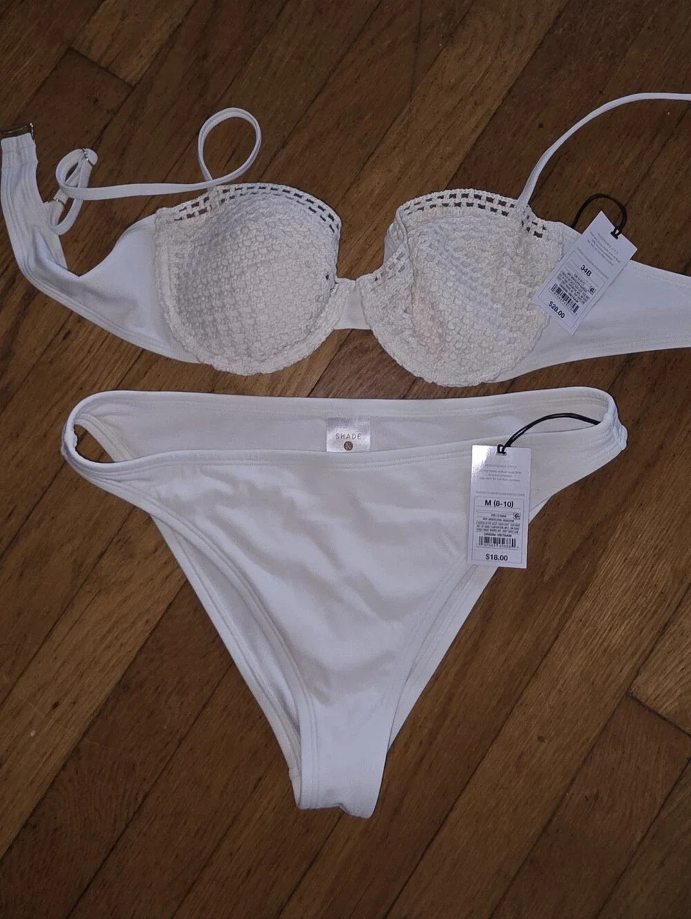 Shade Cream Crochet-Trim Bikini Set